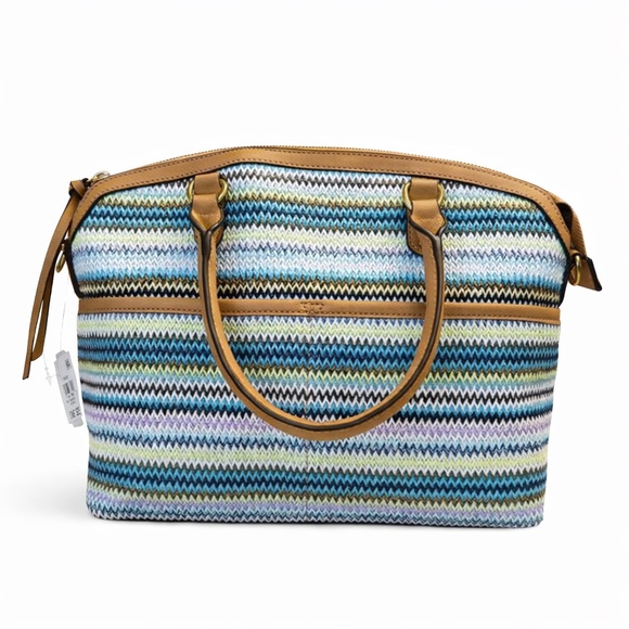Style & Co. Blue and Tan Satchel with Structured Design